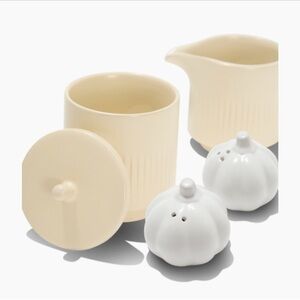 Citrine Cream & Sugar Set + Talking Tables Pumpkin Salt & Pepper Shaker Bundle
